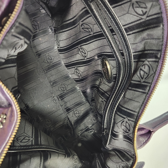 Francisco biasia purple cow leather satchel studded euc - Picture 6 of 10